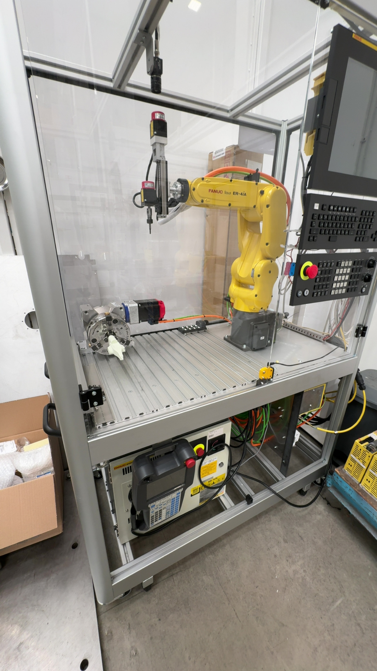 FANUC robot at CNC machine